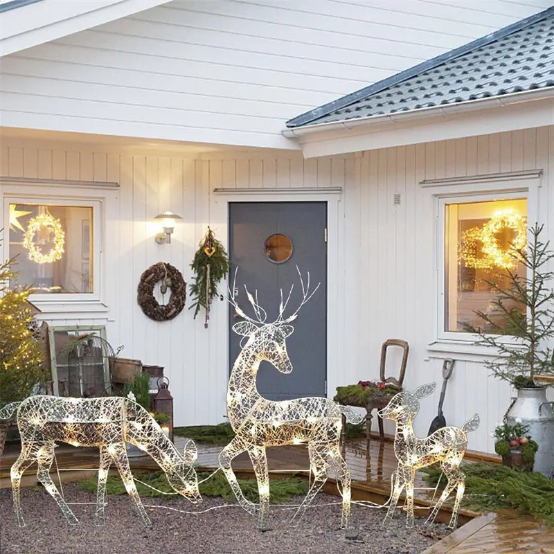 Deer Christmas Iron Art Decoration for Home (Set of 3)