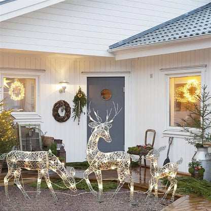 Deer Christmas Iron Art Decoration for Home (Set of 3)
