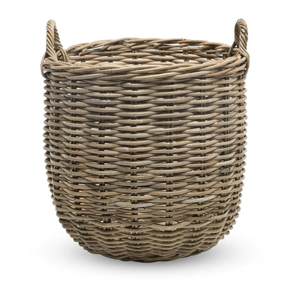 KOUBOO Rattan Kobo Round Storage Basket Handwoven Rattan Basket with Handles Organization & Home Decor for Storage Gray-Brown