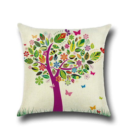 Stylish Cartoon Floral Tree Pillowcase for Home Decor