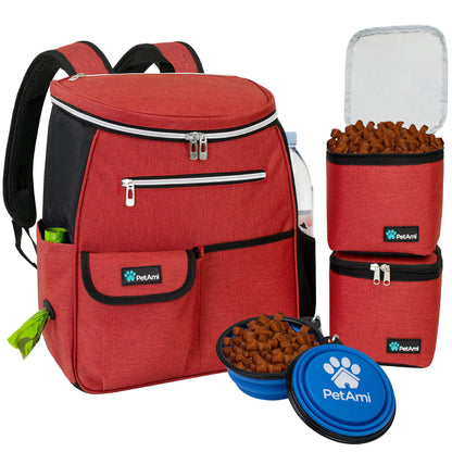 Dog Travel Bag Backpack Airline Approved Dog Bags for Traveling Puppy Diaper Bag Supplies Pet Camping Essentials Hiking Accessories Dog Mom Gift Food Container Collapsible Bowls Red