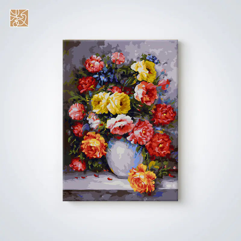 DIY Digital Floral Painting with Frame for Home Decor