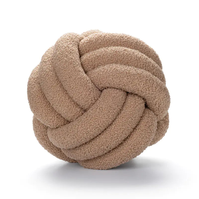 Handwoven Knotted Ball Sherpa Pillow for Home Decor