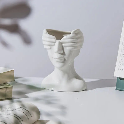Character Art Ceramic Vase for Flower Arrangement Decor