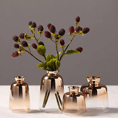 Nordic Modern Gold-Plated Glass Vase for Home Decor