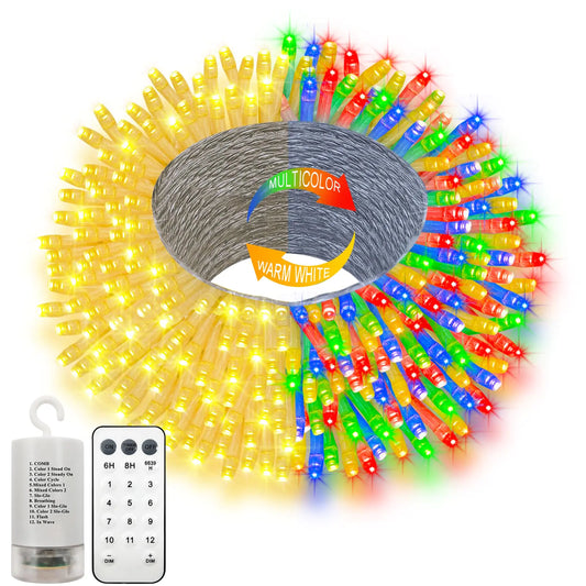 66Ft 200 LED String Lights Battery Operated 12 Modes Christmas String Lights with Remote Timer Fairy Twinkle Lights for Indoor Outdoor Wedding Party Tree Decor(Multicolor)