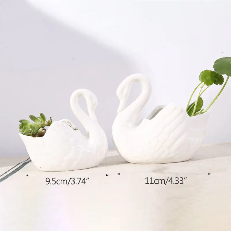 White Swan Ceramic Decor and Flower Pot