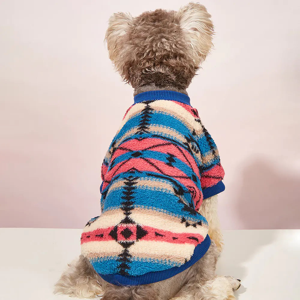 Cute Striped Plush Hoodie for Pets in Autumn/Winter