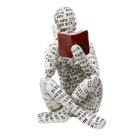 Resin Reading Women Sculpture - Tabletop Decor Gift