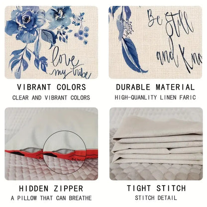 4pcs Floral Digital Print Pillowcases for Home Decor