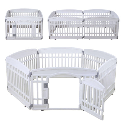 Pet Playpen for Dogs Heavy Plastic Puppy Exercise Pen Indoor Outdoor Small Pets Fence Puppies Folding Cage 6 Panels for Puppies and Small Dogs House Supplies (White 6*Panel)