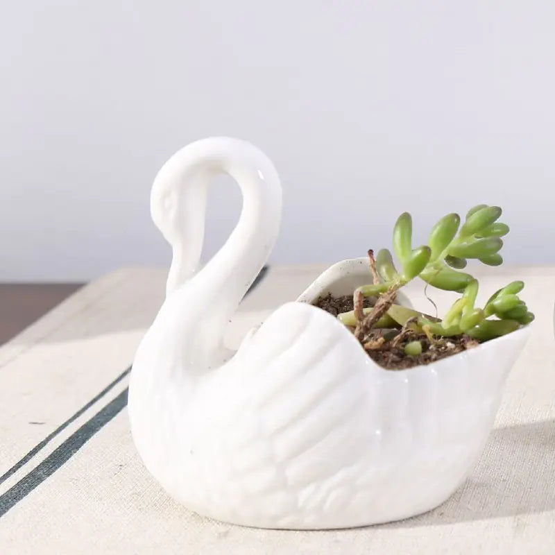White Swan Ceramic Decor and Flower Pot