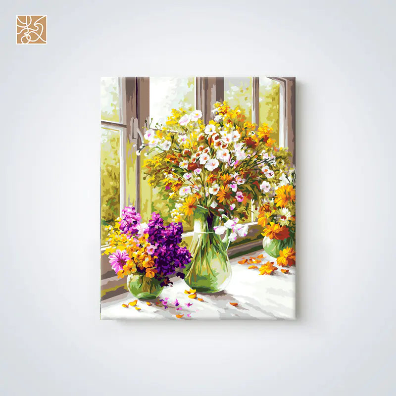 DIY Digital Floral Painting with Frame for Home Decor