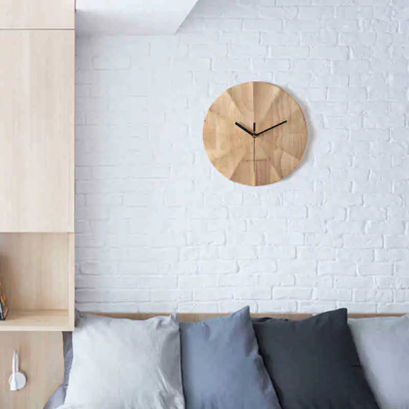 Minimalist Nordic Wooden Wall Clock for Bedroom Decor