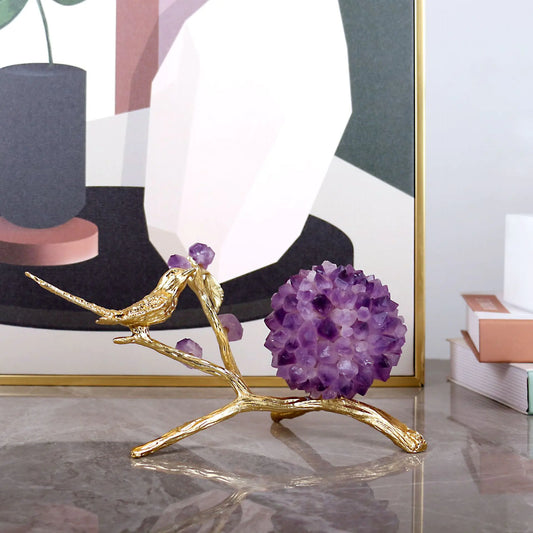 Modern Minimalist Natural Amethyst Ball Decor