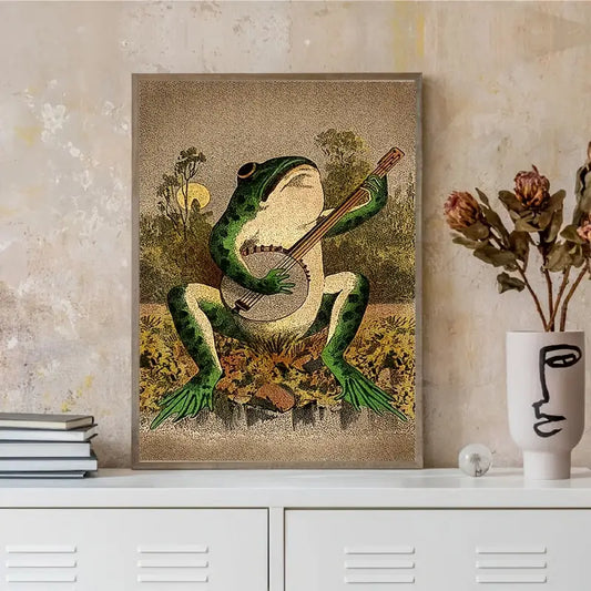 Frameless Vintage Frog Art Deco Wall Poster Decor