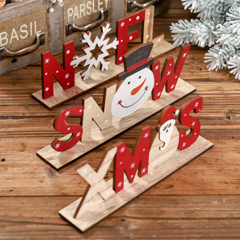 Wooden Christmas Letter Desktop Decor Item