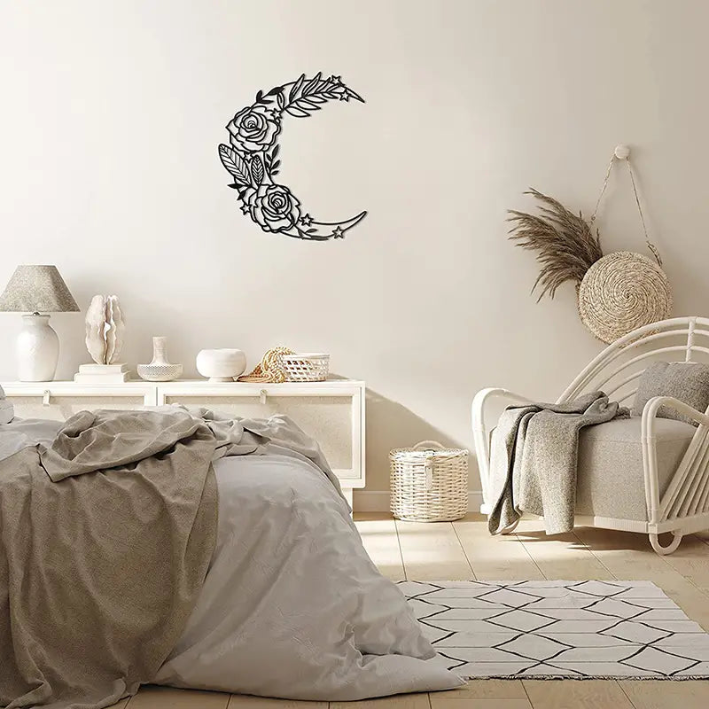 Boho Moon Phase Metal Wall Art for Home Decor