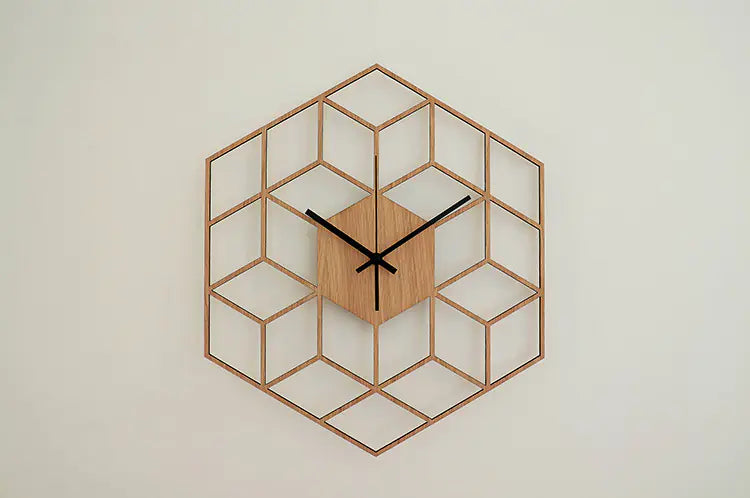 Modern Geometric Wooden Wall Clock for Home Decor