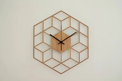Modern Geometric Wooden Wall Clock for Home Decor