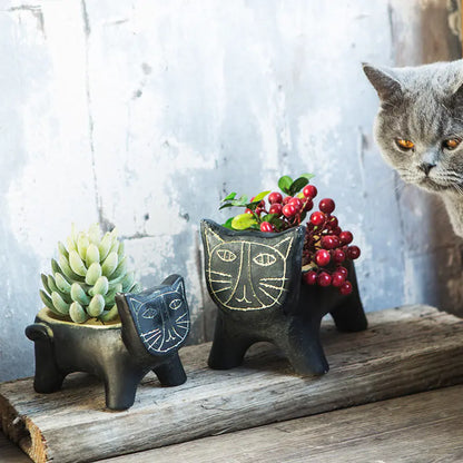 Abstract Cat Planter for Home Decor and Storage