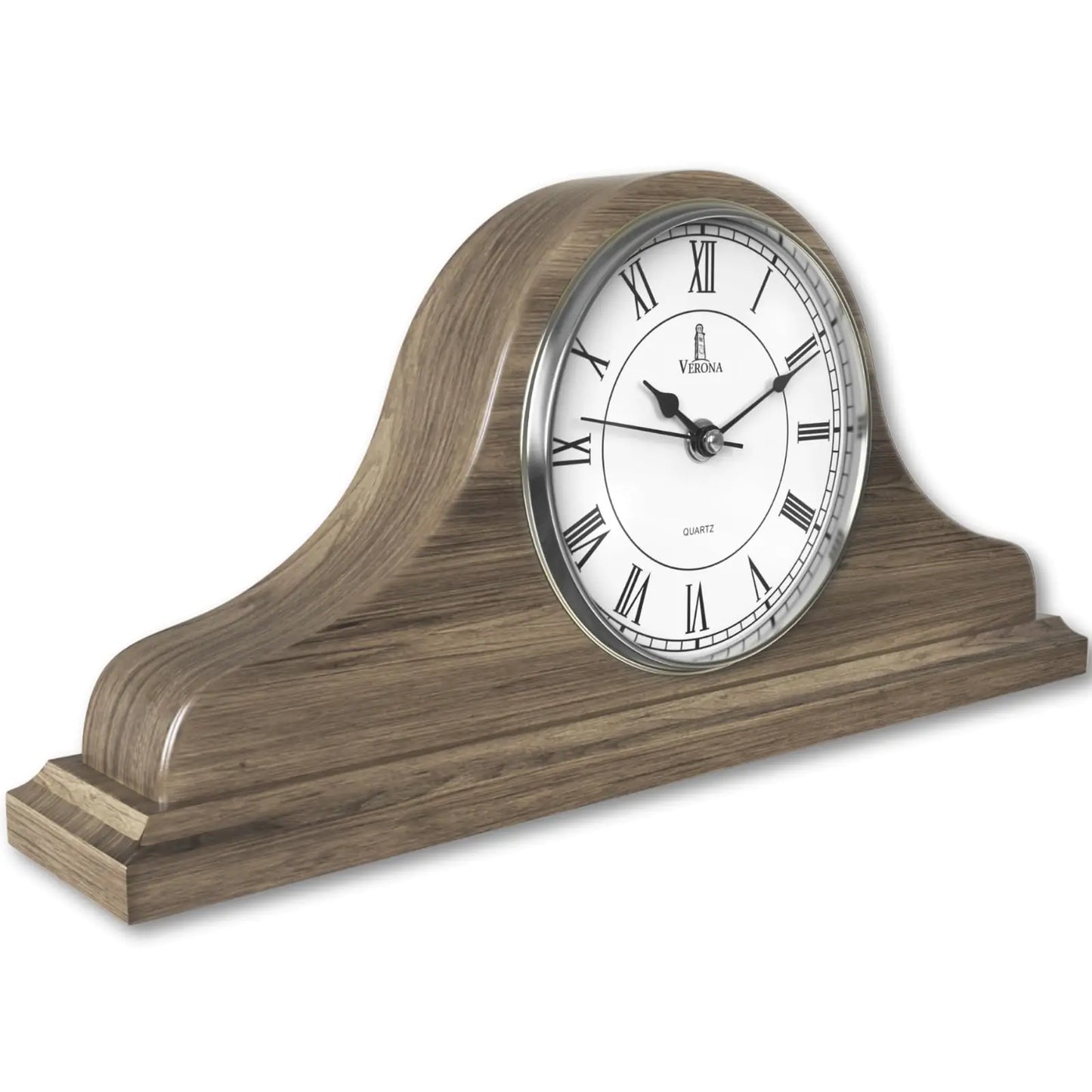 Mantel Clock Battery Operated - Grey Ash Wooden Farmhouse Mantle Clock for Living Room Decor Above Fireplace Office Shelf & Home Décor Gift 15x7.5 - Silent Wood Mantel Clock for Living Room Table