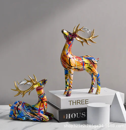 CerviCristallo Nordic Colorful Deer Decorative Piece (One)