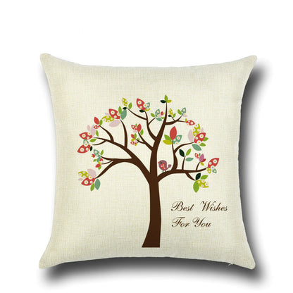 Stylish Cartoon Floral Tree Pillowcase for Home Decor