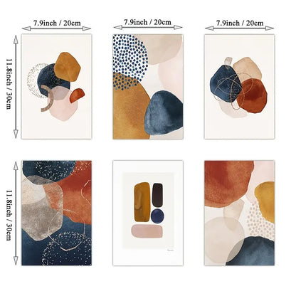 6pcs Frameless Abstract Geometric Line Wall Art Set