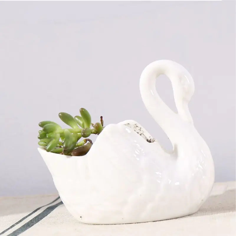 White Swan Ceramic Decor and Flower Pot