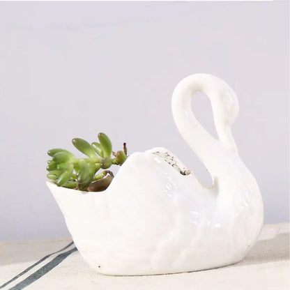 White Swan Ceramic Decor and Flower Pot