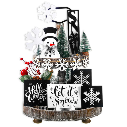 15-Piece Winter Table Décor Set with Snowflake and Snowman Motifs