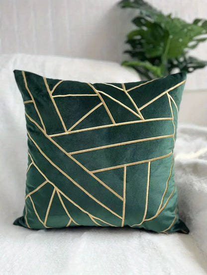 Velvet Embroidered Geometric Pillowcase for Home Decor