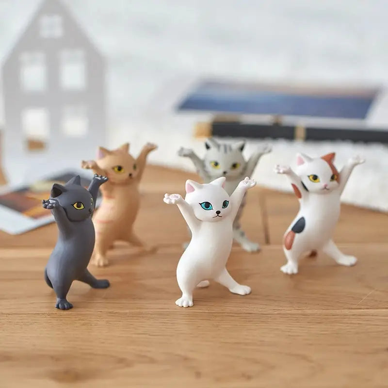 5pcs Funny Cat Ornaments & Pen Holders for Home Decor