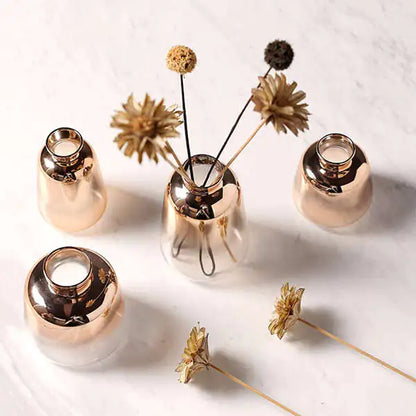 Nordic Modern Gold-Plated Glass Vase for Home Decor