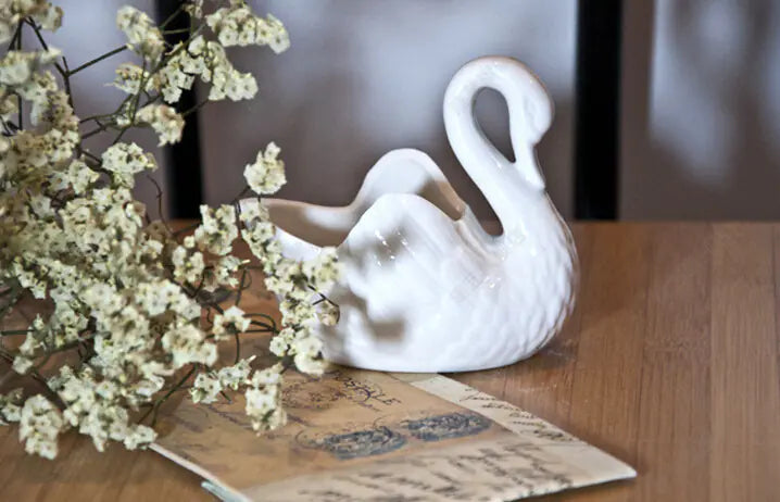 White Swan Ceramic Decor and Flower Pot