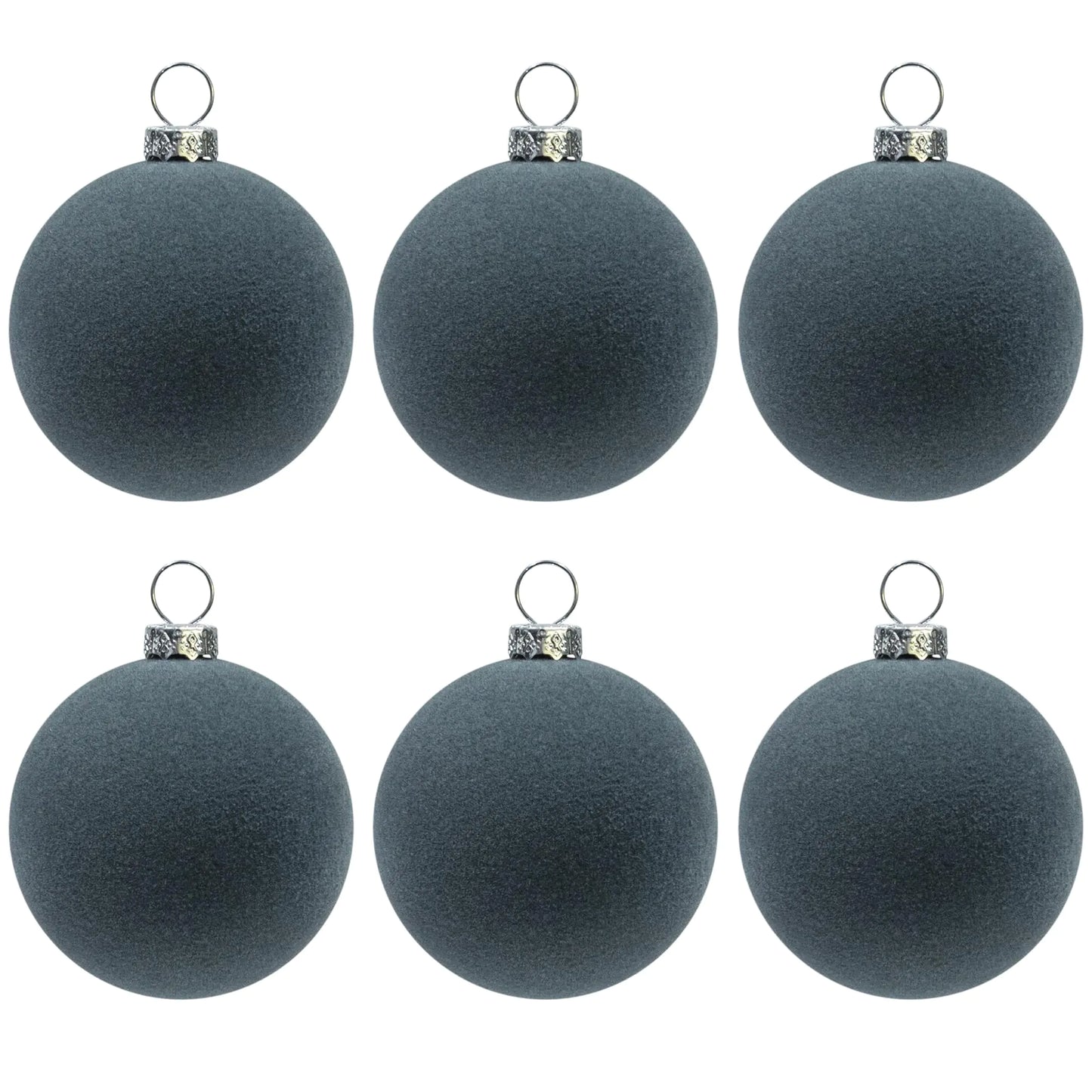 Velvet Christmas Ball Ornaments Gray 6pcs 2.36-Inch for Christmas Tree Decor Wreath Garland Decorations
