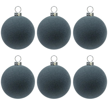 Velvet Christmas Ball Ornaments Gray 6pcs 2.36-Inch for Christmas Tree Decor Wreath Garland Decorations