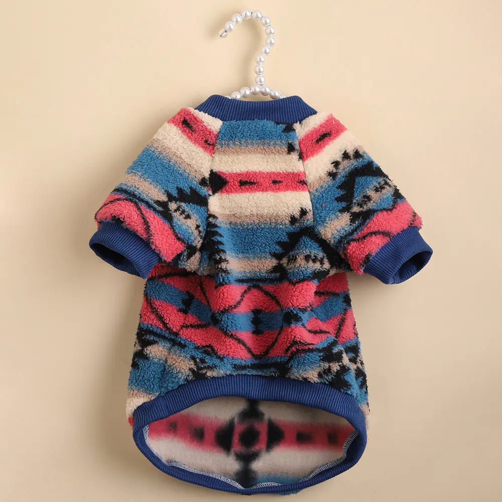 Cute Striped Plush Hoodie for Pets in Autumn/Winter