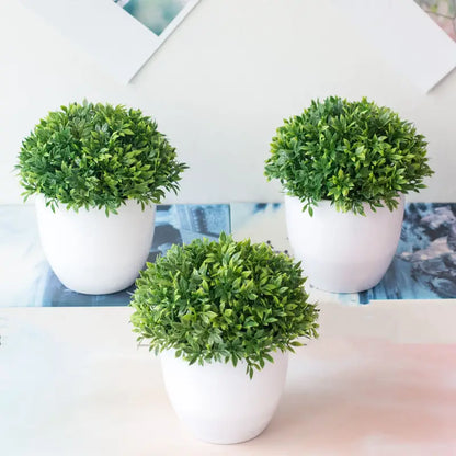 Artificial Potted Plant with White Pot for Home Decor
