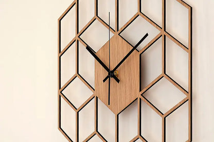 Modern Geometric Wooden Wall Clock for Home Decor