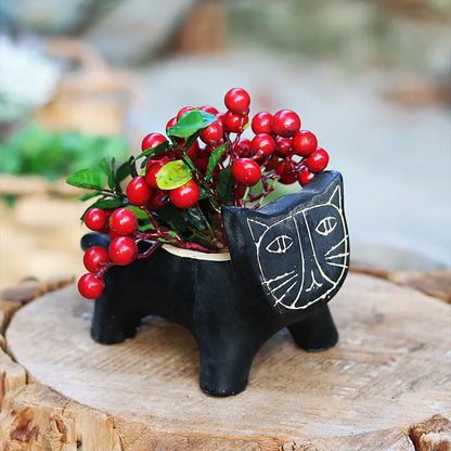 Abstract Cat Planter for Home Decor and Storage