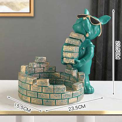 Creative Dog Figurine Key Storage Cart for Home Decor