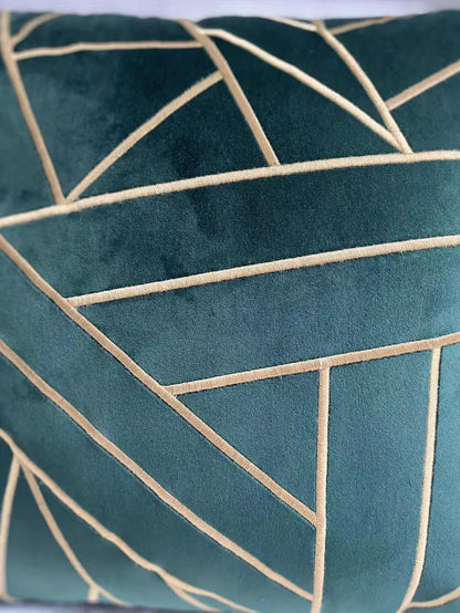 Velvet Embroidered Geometric Pillowcase for Home Decor