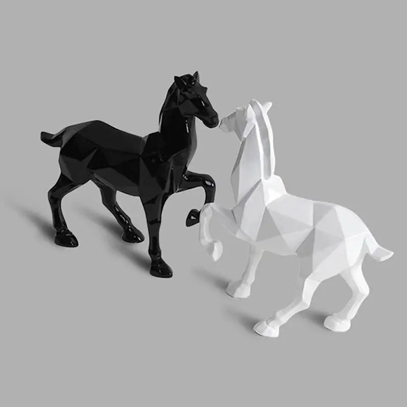 Modern Abstract White Horse Resin Sculpture for Home Decor