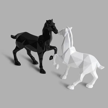 Modern Abstract White Horse Resin Sculpture for Home Decor
