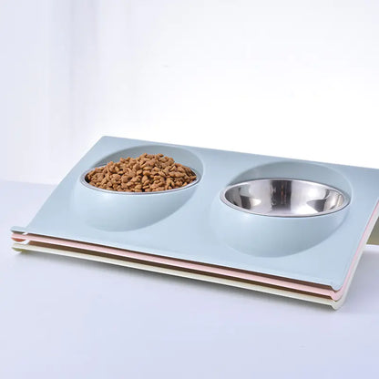 Stainless Steel Double Bowl for Dogs and Cats
