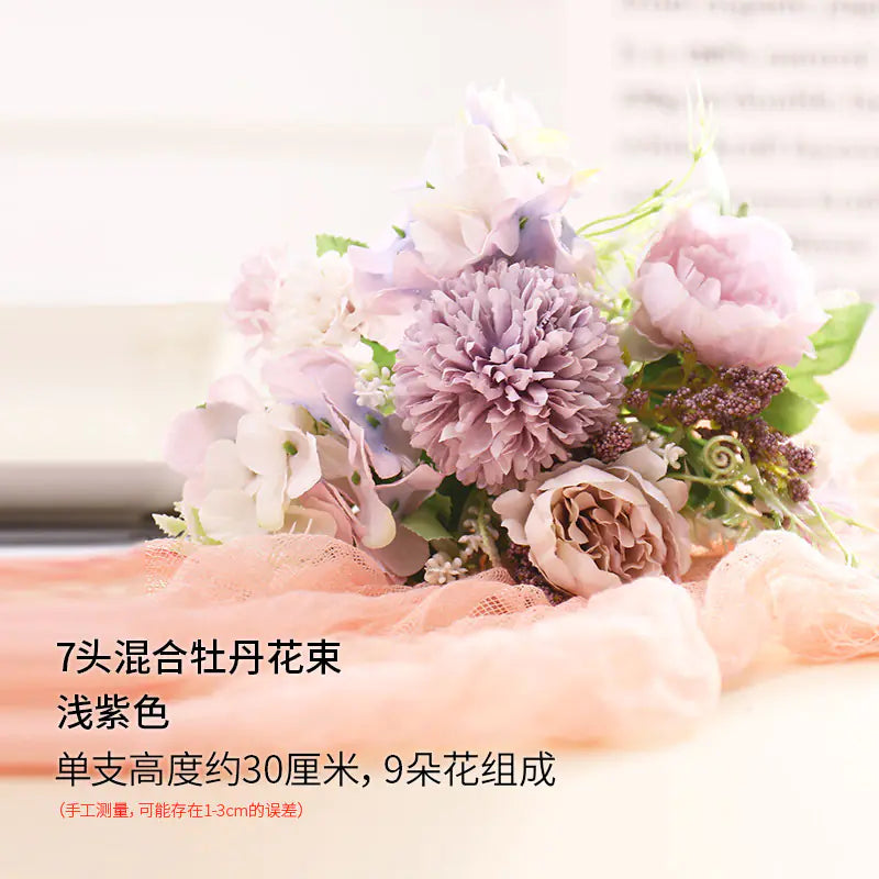 Custom Faux Peony Flower Bouquet for Home Decor