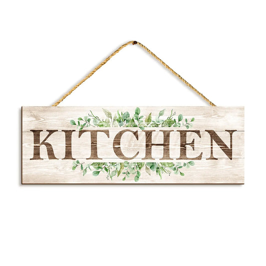Kitchen Sign Wall Decor Kitchen Wall Art with Plant Print Rustic Farmhouse Wall Hanging Plaque Home Kitchen Decorative Kitchen