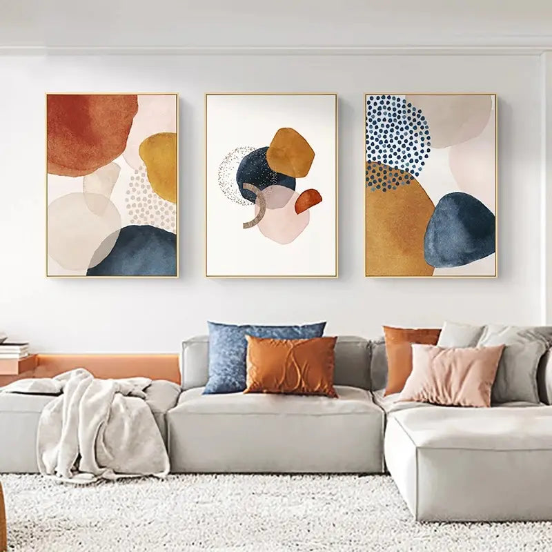 6pcs Frameless Abstract Geometric Line Wall Art Set